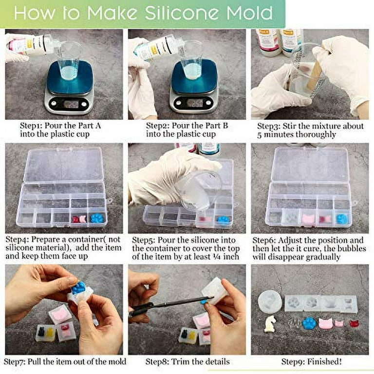 Let's Resin Silicone Putty - 1LB/40A Silicone Mold Making Kit, Non-Toxic,Strong&Flexible, Easy 1:1 Mixing Ratio for Reusable Silicone Molds