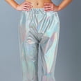 thumbnail image 4 of BRIGHTFUFU Pantalones largos de estilo hip hop callejero, brillantes, para ocio, deportivos, para mujer, elegantes, sueltos, transpirables, talla para niña y mujer., 4 of 7