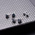 thumbnail image 3 of Conjunto de pendientes de oreja para hombres y mujeres con incrustaciones de diamantes de imitación redondos con aguja de plata 925 (negro), 3 of 5