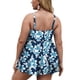 thumbnail image 4 of Trajes de baño de talla grande para mujer Trajes de baño tankini de 2 piezas con estampado floral y pantalones cortos para nadar Fiestas en la playa Flor azul y blanca 3XL, Longitud del pantalón: 34, 4 of 8