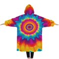 thumbnail image 2 of Oversized Wearable Blanket Hoodie,Colorful Rainbow Tie Dye Spiral Pattern Sherpa Blanket Hoodie with Super Pockets,Super Warm Fuzzy Pullover for Women & Men, 2 of 6