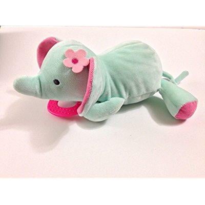 child of mine carters pink/mint green elephant plush crib musical pull toy