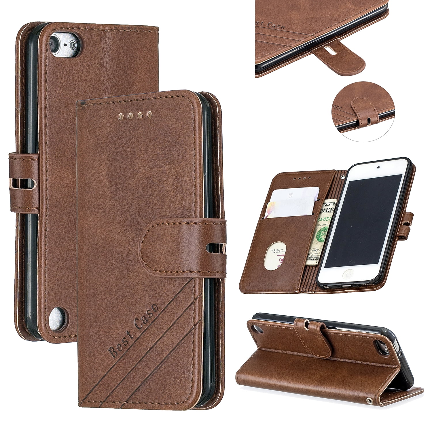 iPOD Touch 6th Generation Leather Flip Case with Removable Clip 