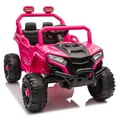 thumbnail image 3 of Ambifirner 12V Electric UTV with Parent Remote Control, 2-Hour Battery, 4-Wheel Suspension & Anti-Collision Bar, High Chassis for All Terrains, Pink, 3 of 9