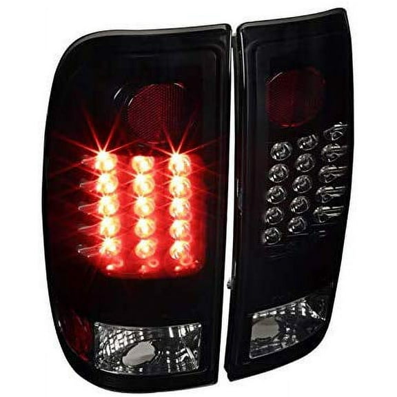 LED Tail Lights Rear Brake Lamp In Black Housing Smoke Lens Made For And Compatible With Ford F150 F250 F350 F450 Pickup Super Duty