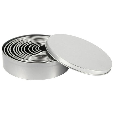

Stainless Steel Fluted Edge Round Cookie Biscuit Cutter Set 12 Pieces Graduated Ring Sizes