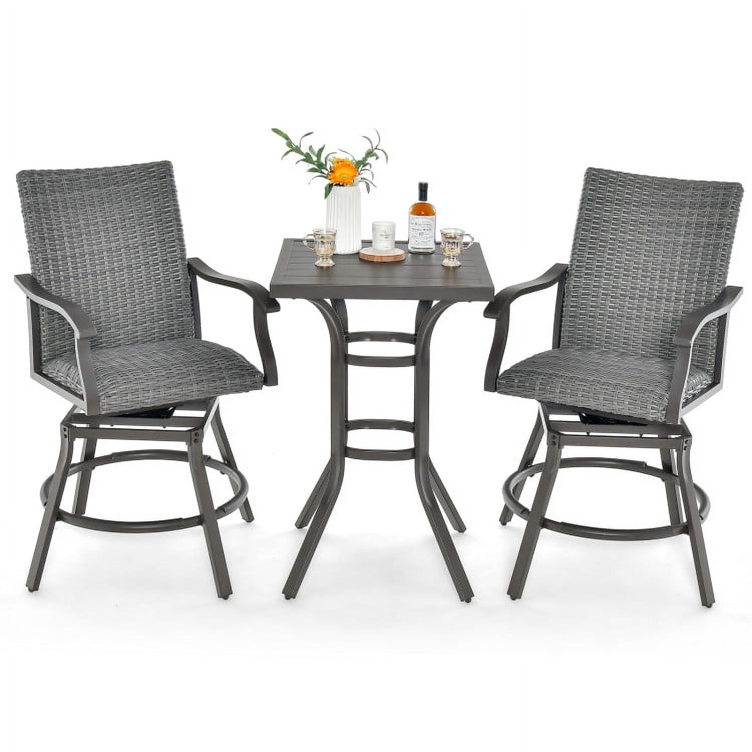 Aimee Lii 3 Pieces Swivel Bar Set with 4D Air Fiber Cushion, Outdoor Patio Furniture