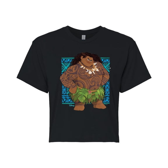 Moana - Maui Print - Juniors Cropped Graphic T-Shirt