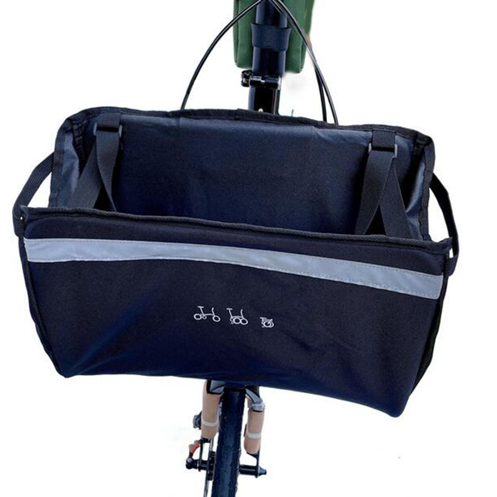 Bike Front Basket Bag with Rain Cover for Folding Bike , Black, 40.5x22.5cm