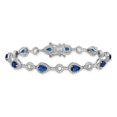 thumbnail image 3 of Auriga Fine Jewelry 925 Sterling Silver Rh-plated Fancy Brilliant-cut Blue Glass and Brilliant-cut White CZ Circle and Teardrop 7.5 Inch Bracelet for Women, 3 of 6