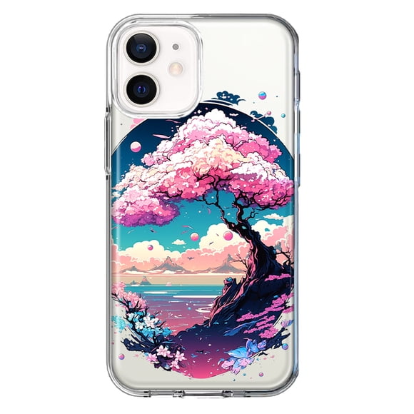 MUNDAZE Apple iPhone 11 Shockproof Clear Hybrid Protective Phone Case Kawaii Manga Pink Cherry Blossom Japanese Sky Floral Ocean Cover