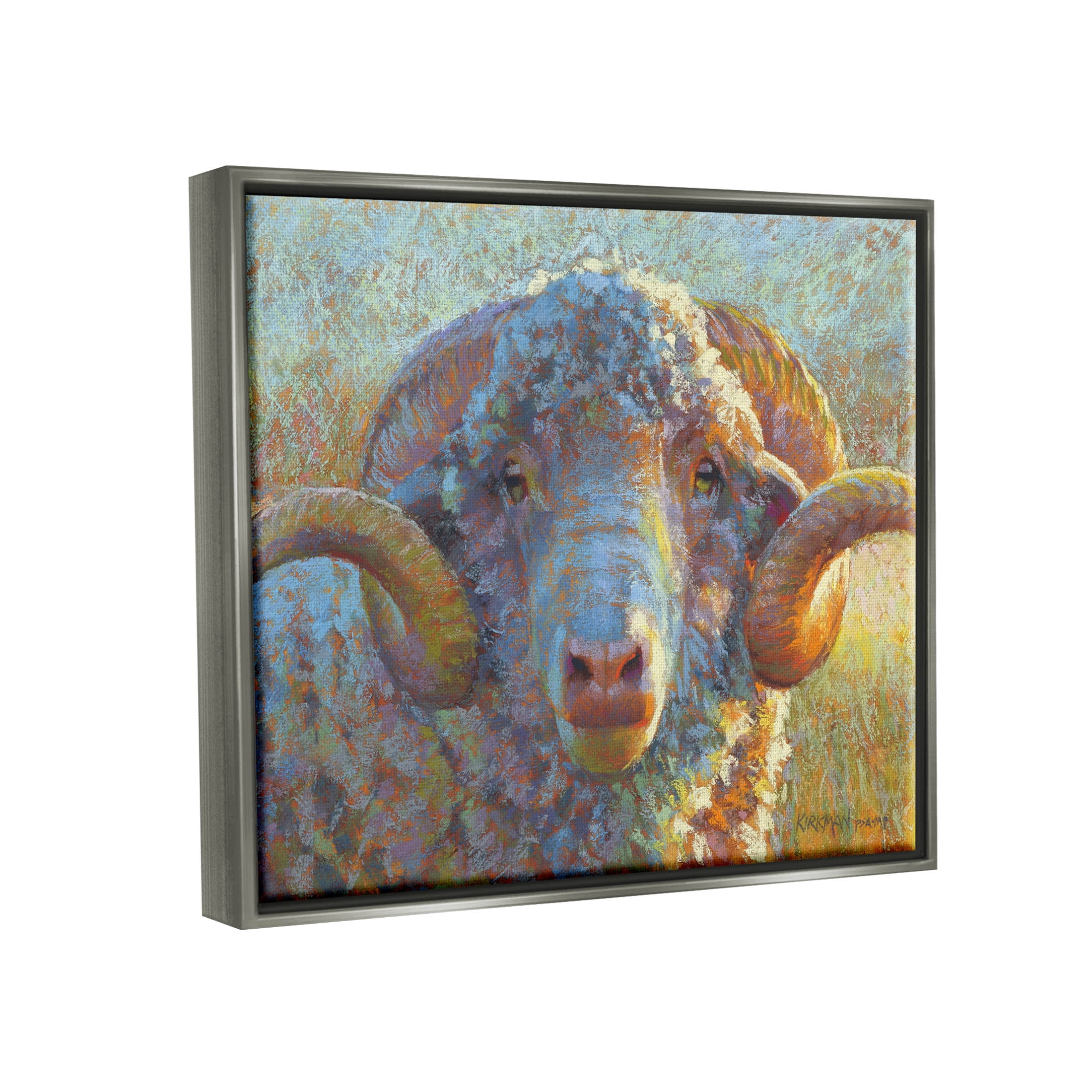 Country Sheep Modern Portrait Animals & Insects Painting Luster Gray Framed Art Print Wall Art