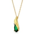 thumbnail image 2 of Galaxy Gold 14K Solid Yellow Gold 16" Necklace with Natural Diamonds and Lab-Grown Pear Shape Emerald, 14"-24" Sizes, May Birthstone, Symbol of Renewal, 2 of 6