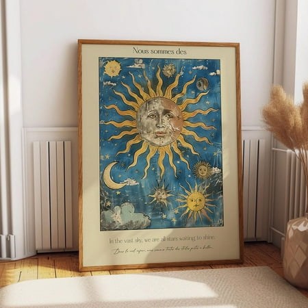 Sun And Moon Wall Art – Style Celestial Print Mystical Astology Wall Decor– Poster Or Print Wall Art Modern Wall Decor
