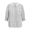 thumbnail image 3 of Camisas de Cuello de Tripulación de Manga Larga para Hombres 3/4 Cuarto de Manga con Cuello en V Botón Arriba Cardigan Top para la Moda Casual de Verano, 3 of 5