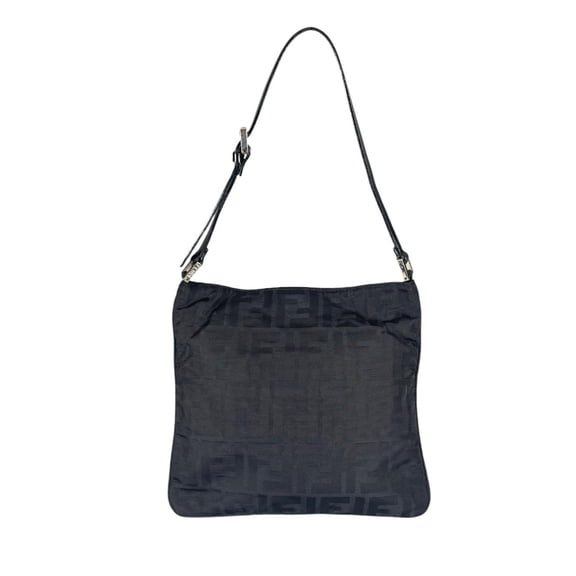 Pre-Owned FENDI Zucca Handbag, Nylon, Black, Women's