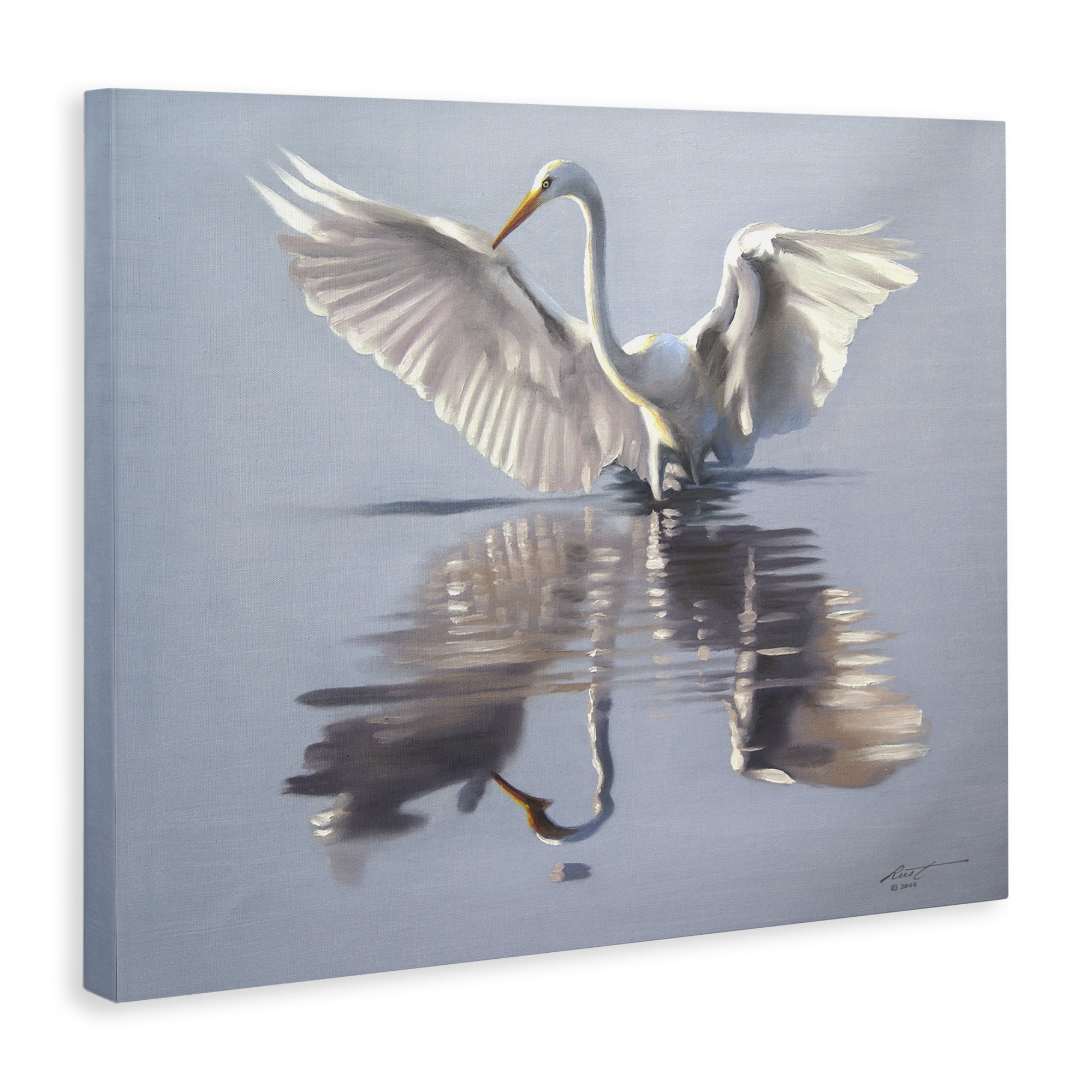 Stupell Industries Egret with Beautiful Wingspan Animals & Insects Painting Gallery Wrapped Canvas Art Print Wall Art, 40 x 30