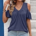 thumbnail image 6 of Guluxicc Summer Cold Shoulder Tops for Women V Neck Short Sleeve Shirts Ladies Cute Casual Blouse Going Out Outfits, 6 of 8