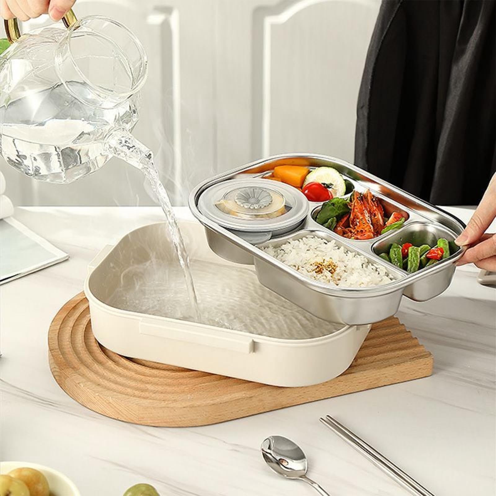 Food Grade 304 Stainless Steel Square Lunch Box, Insulated Bento Box with Utensils, Large Capacity Sealed Meal Container, 1000ml/1500ml