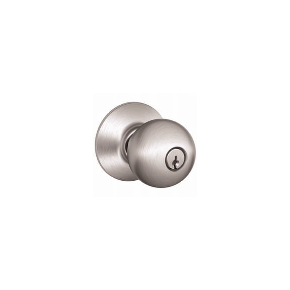 Schlage Residential F51A ORB 626 Orbit Series Keyed Entry Knob, Brass/Steel, Satin Chrome