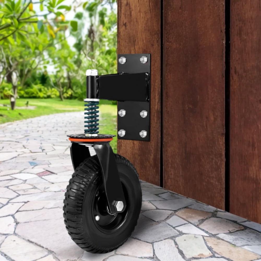 8 Inch Heavy Duty Fence Gate Wheel - 600lb Capacity for Metal Tube Gates with 360 Degree Rotation Spring Loaded Caster - Durable Wheel for Smooth Operation (Black）