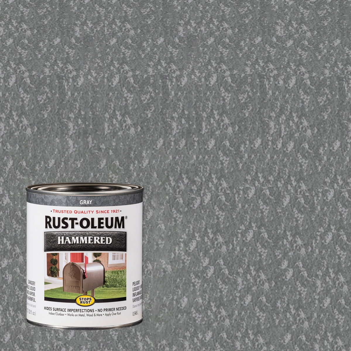Gray, RustOleum Stops Rust Hammered Paint7214502, Quart