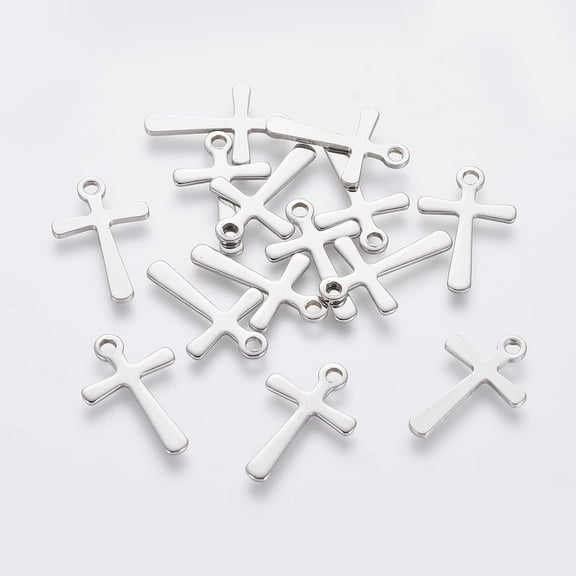 20pcs Mini Cross Charms - 15x10x0.7mm Stainless Steel Ideal for Jewelry Making
