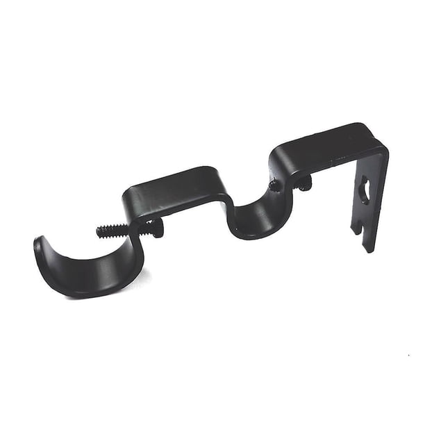 Soportes para barra de cortina de alta resistencia, soportes para barra de cortina dobles, soportes para barra doble (3 piezas, negro)