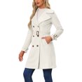 thumbnail image 4 of Women's Faux Suede Trench Coat Jacket Classic 2026 Fall Winter Double Breasted Overcoat XS Beige, 4 of 6