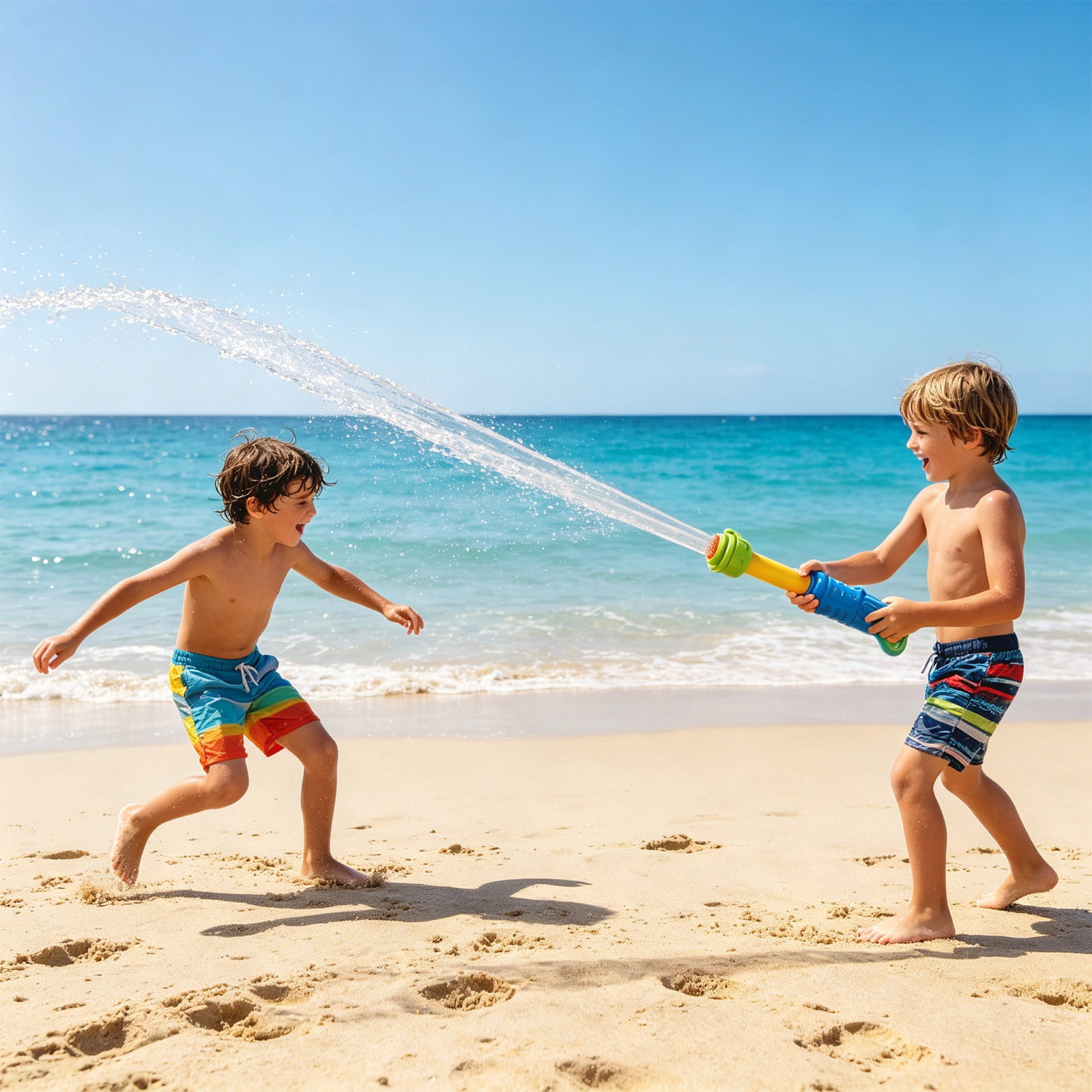14.2in High Capacity Pull-Type Water Shooter, Multi-Hole Blaster Cannon for Summer Beach Fun, Outdoor Swimming Pool Game Toy, Blue