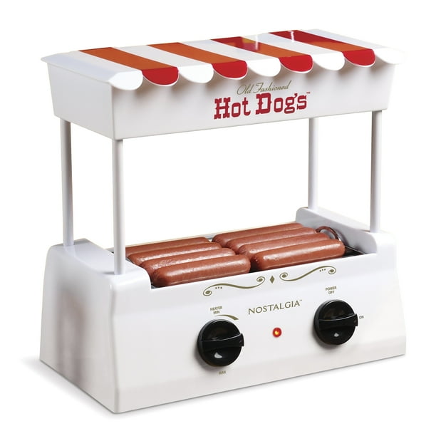 Nostalgia HDR565 Countertop Hot Dog Roller and Warmer, 8 Regular Sized