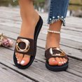 thumbnail image 2 of Rokment Women's Metallic Silver Buckles Platform Memory Foam Slippers for Indoor Outdoor Fashion Casual Cloud Comfortable Arch Support Walking Slip on Slides Beach Sandals Coffee Size 7.5, 2 of 6