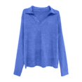 thumbnail image 4 of DHFJKG Long Sleeve Polo Shirts For Women Turndown Collar Solid Color Casual Loose Fit Soft Basic Top Casual Daily Wear, 4 of 4