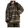 thumbnail image 3 of LMLYSoH Women Loose Striped Sweater, Adults Casual Long Sleeve Round Neck Pullover with Pocket, 3 of 9