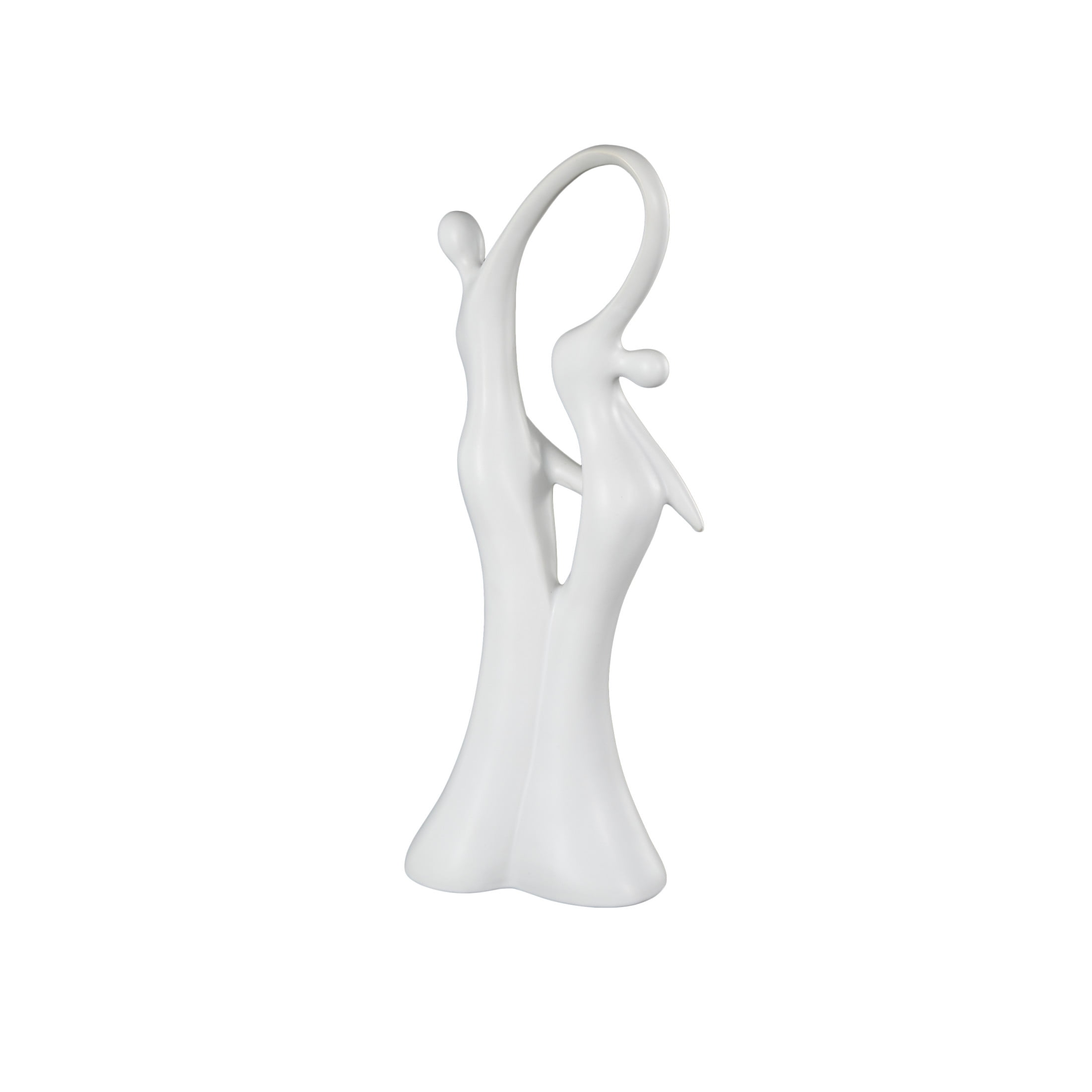 7" x 18" White Ceramic Dancing People Sculpture, by DecMode