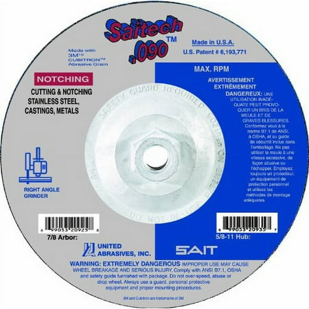 

United Abrasives/Sait Abrsv Cut-Off Wheel T27 4-1/2in 5/8in-11 20933