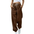 thumbnail image 1 of aidice Pantalon de Survêtement à Bas Resserré pour Femmes, Cordon de Serrage, Taille Haute Élastique, Doublé en Molleton, Chaud, Entraînement, Course, avec Poches, 1 of 6