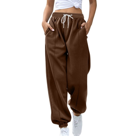 zbxnLI Warm Sweatpants Womens High Waisted Drawstring Elastic Bottom Sweatpant with Pockets Fashion Casual Lounge Joggers Pants