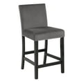thumbnail image 4 of Cobre Contemporary Velvet Counter Stool with Nailhead Trim(Set of 2) in Gray, 4 of 6