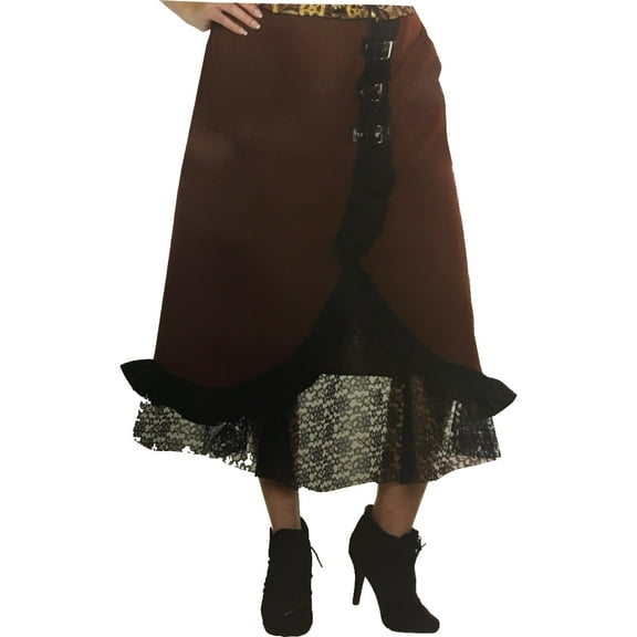 Women's Steampunk Maiden Brown Lace Skirt X-Large 16-18