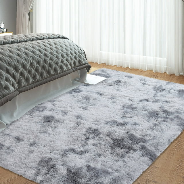 Fluffy Area Rugs for Living Room, Soft and Thick Faux Fur Plush Tie Dye Area Rug Indoor Shag Rug Home Decor Nursery Rug Carpets for Bedroom, 5' x 8'
