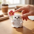 thumbnail image 4 of Knisume Halloween Toys – Knit Ghost Plush Doll Holding Bloom Flower, Crochet Yarn Stuffed Animal, Cute Stuff for Holiday Gift Exchange and Mantel Decor,E, 4 of 5