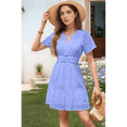 thumbnail image 3 of Women's Elegant V-Neck Lace Dress with Cutout Detail - Breathable Short Sleeve Summer Dress, 3 of 7