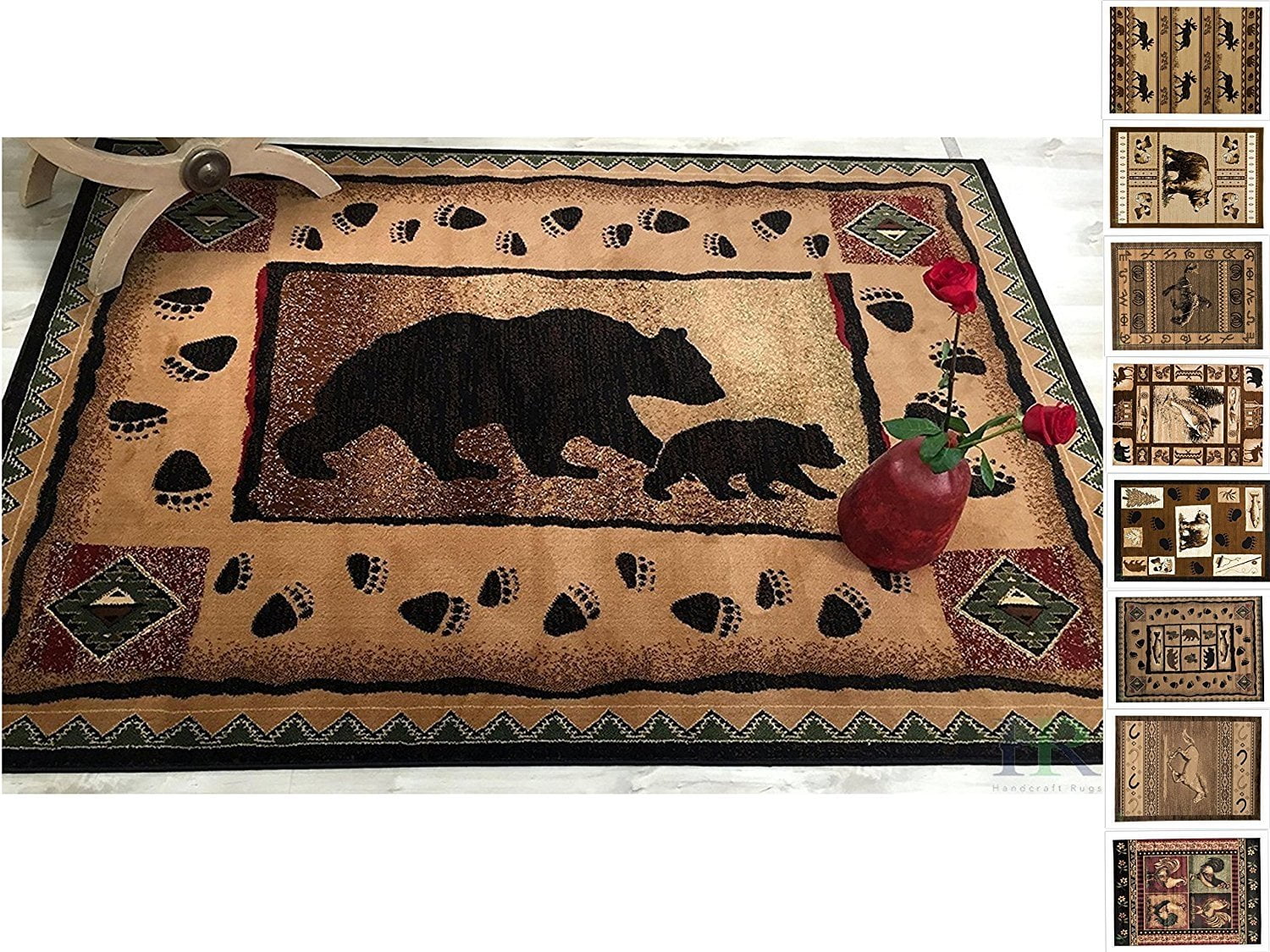 Handcraft Rugs Cabin Rug Lodge, Cabin Nature and Animals Area Rug