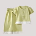 thumbnail image 4 of Amidoa Girls 2 Piece Outfits Summer Clothes Short Sleeve Cute Solid Color T-Shirt and Shorts Casual Kids Clothing Sets Yellow Size 5T, 4 of 4