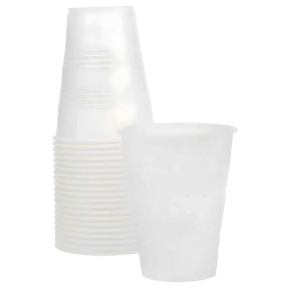 Clear Disposable Plastic Cups, 9 oz Lightweight 28-Count Pack  Ribbed Cups for Parties Office Home Everyday Use
