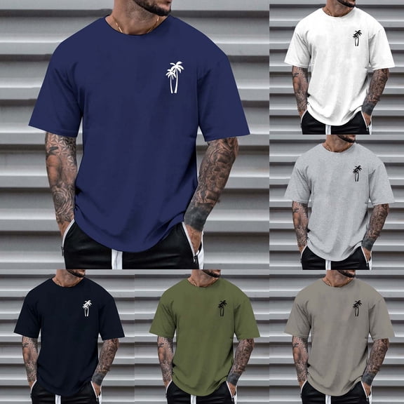 Black T Shirts Men Medium Short Sleeve Big and Tall Summer Vacation Tops Comfy Solid Color Round Neck Casual Beach Basic Tee