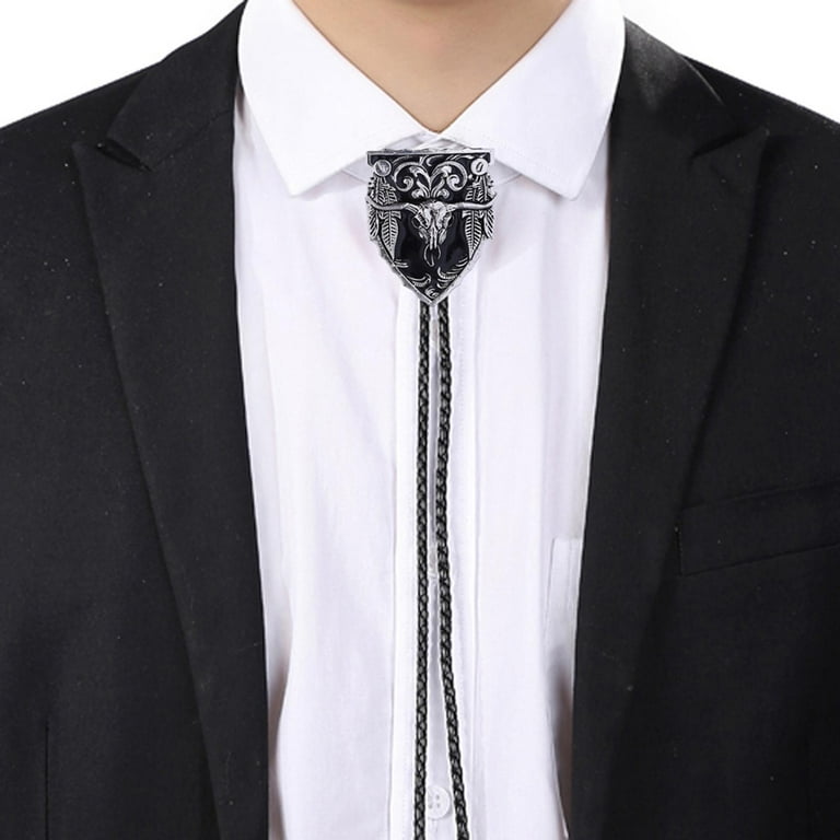 【本物保証】 Western Tie Bolo Pattern Enamel Bull Cowboy Handmade Vintage Clothing