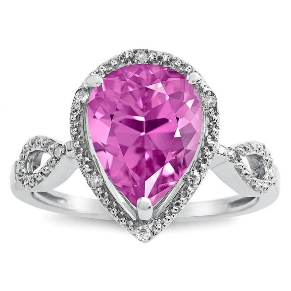 Star K � Vintage Look Halo Large 11x8 Pear Shape Created Pink Sapphire Ring