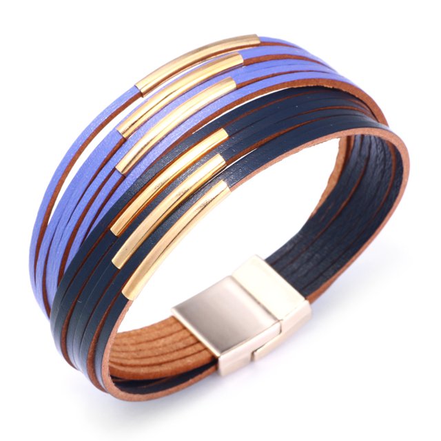 Pulsera de piel sintética para mujer, estilo envolvente multicapa